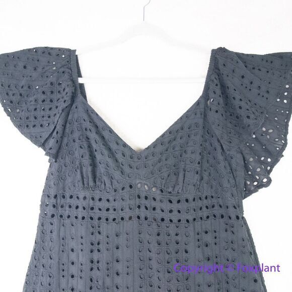 Eloquii Eyelet Dress With Sheer Detail black , size 14 - Picture 3 of 16